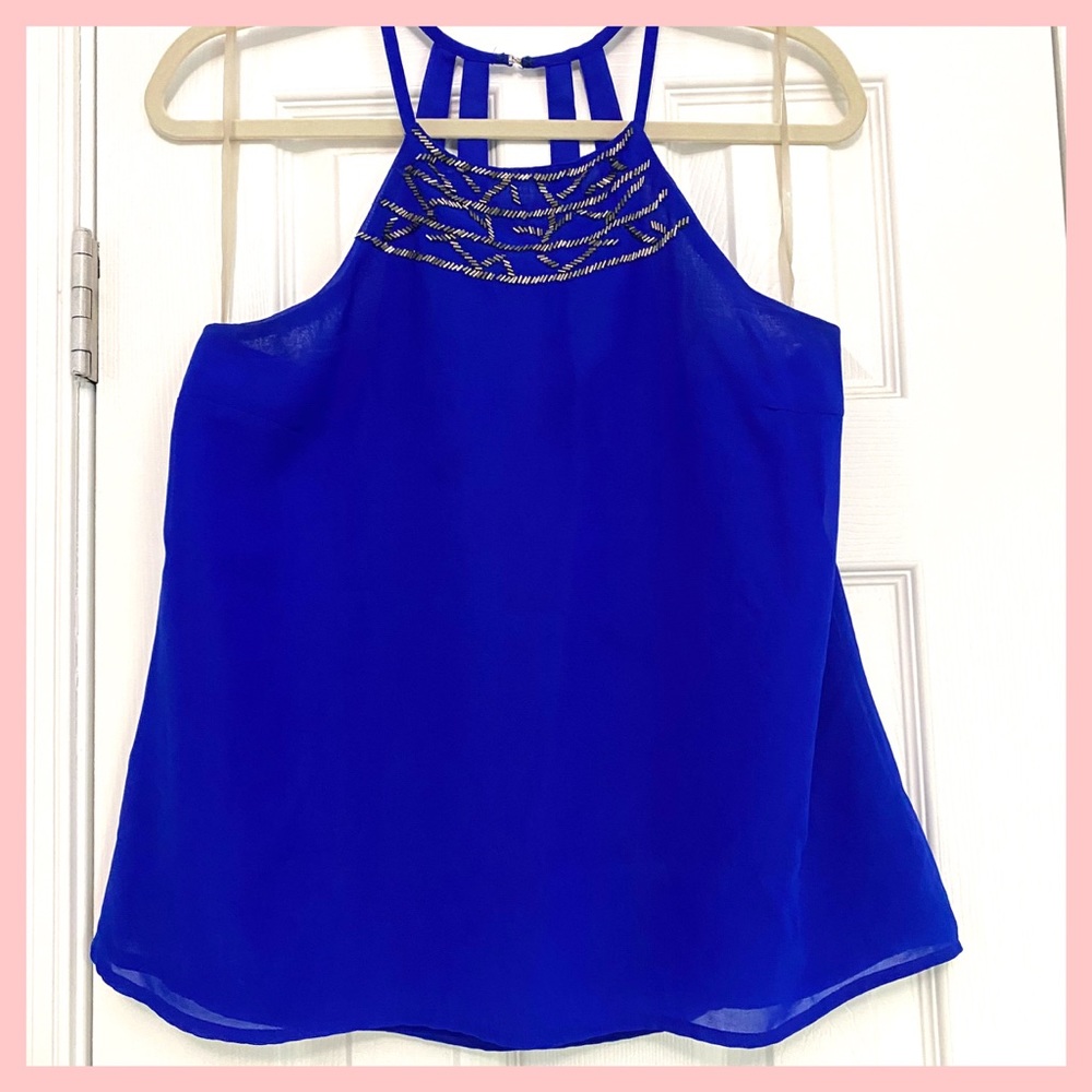 Beaded halter neck tank top